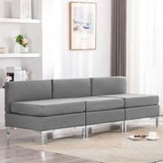 Sectional Middle Sofas 3 pcs with Cushions Fabric Light Grey