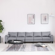 5-Seater Sofa Light Grey Fabric