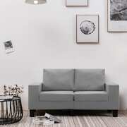2-Seater Sofa Light Grey Fabric