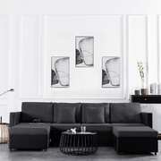 4-Seater Pull-out Sofa Bed Faux Leather Black
