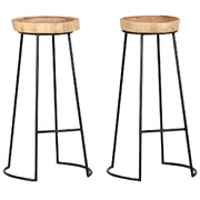 Bar Stools 2 pcs Solid Acacia Wood