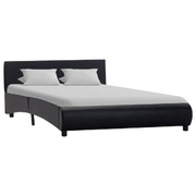 Bed Frame Black Faux Leather 137x187 cm