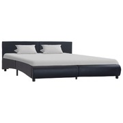 Bed Frame Black Faux Leather 183x203 cm