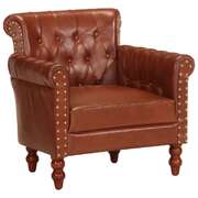 Classic Brown Armchair in Genuine Goat Leather  A Perfect Addition
