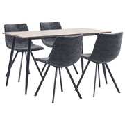5 Piece Dining Set Black Faux Leather