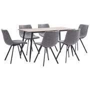 7 Piece Dining Set Grey Faux Leather