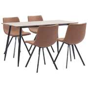 5 Piece Dining Set Medium Brown Faux Leather