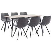 7 Piece Dining Set Grey Faux Leather