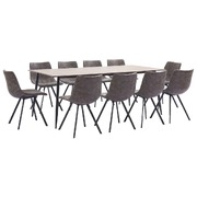 11 Piece Dining Set Brown faux Leather