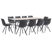 11 Piece Dining Set Black Faux Leather