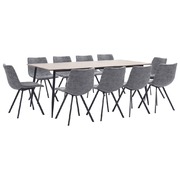 11 Piece Dining Set Grey Faux Leather
