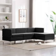 4 Piece Sofa Set Fabric Black