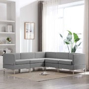 5 Piece Sofa Set Fabric Light Grey