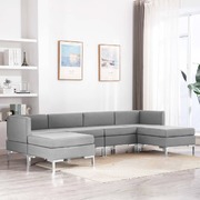 6 Piece Sofa Set Fabric Light Grey