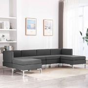 6 Piece Sofa Set Fabric Dark Grey