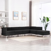 6 Piece Sofa Set Fabric Black