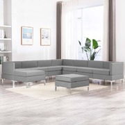 9 Piece Sofa Set Fabric Light Grey