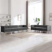 7 Piece Sofa Set Fabric Dark Grey