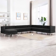 9 Piece Sofa Set Fabric Black