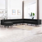 9 Piece Sofa Set Fabric Black