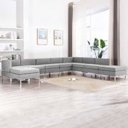 9 Piece Sofa Set Fabric Light Grey