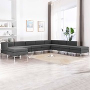 9 Piece Sofa Set Fabric Dark Grey