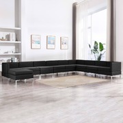 10 Piece Sofa Set Fabric Black
