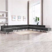 11 Piece Sofa Set Fabric Dark Grey