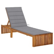 Acacia Bliss: Sun Lounger with Luxurious Wood and Cushion