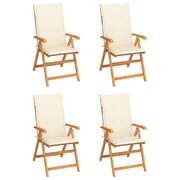 Garden Chairs 4 pcs with Cream Cushions Solid Teak Wood