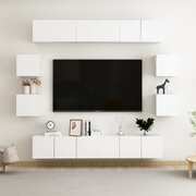 10 Piece TV Cabinet Set White