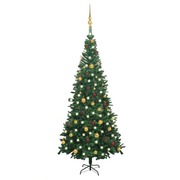Festive Glow and Ornaments: LED-Lit Artificial Christmas Tree Set