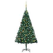 Radiant Greenery and Ornaments: LED-Lit Artificial Christmas Tree Set