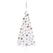 Artificial Half Christmas Tree with LEDs&Ball Set- White