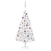 Artificial Christmas Tree with LED & Ball Set White 150 cm PVC