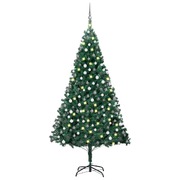 Evergreen Radiance: LED-Lit Artificial Christmas Tree with Ornament Set