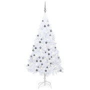 Artificial Christmas Tree with LEDs& Ball Set White 150 cm PVC