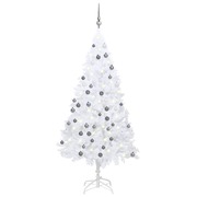 Artificial Christmas Tree with LEDs& Ball Set White 180 cm PVC