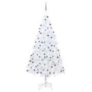 Artificial Christmas Tree with LEDs& Ball Set White 210 cm PVC