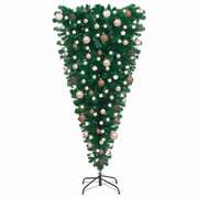 LED-Lit Upside-Down Artificial Christmas Tree with Ornament Set