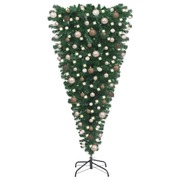 LED Upside-Down Artificial Christmas Tree with Ornament Set