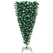 Inverted Holiday Delight: LED-Lit Upside-Down Artificial Christmas Tree with Ornament Set