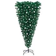 Inverted Elegance: LED Lit Upside-Down Artificial Christmas Tree with Ornament Set