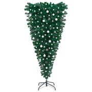 Inverted Elegance: LED Lit Upside-Down Artificial Christmas Tree with Ornament Set