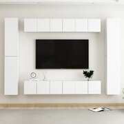 10 Piece TV Cabinet Set White Engineered Wood