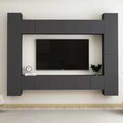 10 Piece TV Cabinet Set Grey - Engineered Wood