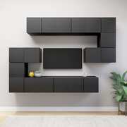 10 Piece TV Cabinet Set Grey Engineered Wood