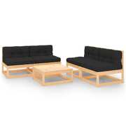 5-Pcs Garden Lounge Set with Cushions Solid Pinewood