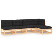 5-Piece Garden Lounge Set with Cushions Solid Pinewood