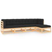 Pinewood Haven: 5-Piece Garden Lounge Set with Cozy Cushions
